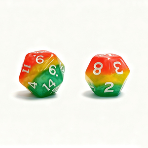 Set di dadi da gioco in resina acrilica poliedrica per adulti con bordo rotondo personalizzato arcobaleno - Product Image 6
