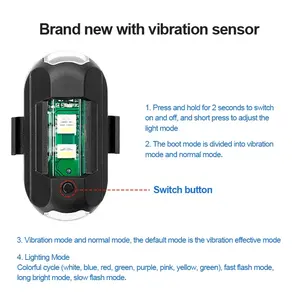 Lampu peringatan keselamatan sensor getaran, lampu belakang sepeda motor, lampu peringatan berkedip kondisi baru langsung dari pabrik - Product Image 6
