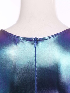 Mono metálico sin mangas para mujer, con cuello redondo, de longitud completa, brillante, para actuaciones en escenario, personalizado. - Product Image 3