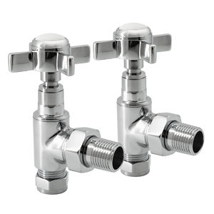 IVANCI Meilleure vente : Paire de robinets de radiateur manuels chromés à angle avec volant croisé pour système CVC - Product Image 1