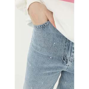 Jeans de Cintura Alta para Mujer con Adornos de Piedras - 18156PNT - AZUL CLARO - Product Image 6