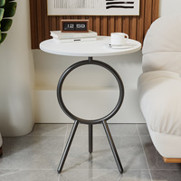 Table d'appoint compacte en fer forgé, design créatif style nordique, avec veinage de pierre, pour salon, meuble de rangement