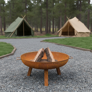 <span class=keywords><strong>Brasero</strong></span> d'extérieur multi-usage en acier Corten, design rond, pour camping, barbecue domestique, fête et festival, avec fonction poêle personnalisée - Product Image 3
