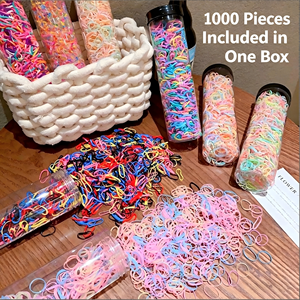 1000 Pezzi Elastici per Capelli Monouso Senza Dolori, Mini Elastici ad Alta Elasticità in Barattolo per Bambine, Neonati e Piccole <span class=keywords><strong>Trecce</strong></span> - Ingrosso - Product Image 1
