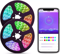 Guirlandes lumineuses LED Joystar 3M intelligentes avec contrôle USB par application, RGB 5050 30 LED/m, IP20, à intensité variable, pour fond de scène