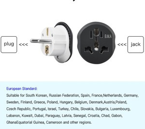 Adaptateur de Voyage Standard 16A USA US AU UK Britannique vers UE Eu Euro Europe Français Allemand Coréen Prise Convertisseur avec Soupape de Sécurité - Product Image 4