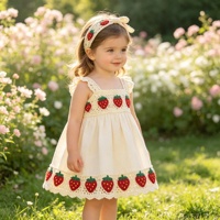 Ruban de dentelle ajourée vintage en coton brodé, motif fraise mignonne, pour la confection de robes pour enfants, les loisirs créatifs et la décoration de cadeaux