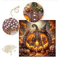 Kit de Peinture Diamant DIY Lumineux Citrouille Halloween, Décoration Murale Maison, Vente Directe Usine, Dropshipping