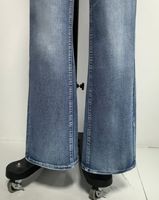 Pantalon en jean pour femme, style été, avec poche arrière brodée, double boutons, coupe slim, extensible, légèrement évasé
