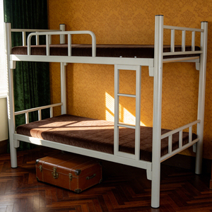 Modern Heavy Duty Iron Bunk <b>Bed</b> Full Size 0.8mm Thick Frame Eco-Friendly Stable Easy Install for Dorm Construction Use - Product Image 1