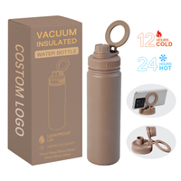 Gobelet personnalisé 32 oz, 32oz, revêtement poudré, double paroi, isolation sous vide, acier inoxydable, bouteille d'eau avec support pour téléphone