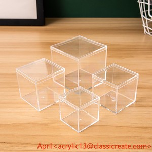 Clear Acrylic Plastic Square <strong>Cube</strong> with Lid 2.5*2.5*2.5 Inch (6.5cm) Small Clear Plastic <strong>Storage</strong> Boxes Acrylic <strong>Cubes</strong> for <strong>Storage</strong> - Product Image 2