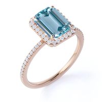 Bague de fiançailles et de mariage classique en argent sterling 925 avec aquamarine naturelle taille émeraude, cadeau d'anniversaire pour femme