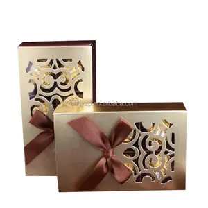 Venta caliente Proveedor de oro Caja de regalo Cajas de regalo de papel de chocolate para boda Corte láser