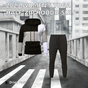 2023 Unisex 100% Cotton Streetwear Yoga Suit Half-<b>Zip</b> Terry Hoodie Sweater with Loose Short Plush 2-in-1 Jacket - Product Image 2