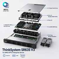 Serveur en rack 1U Lenovo ThinkSystem SR635 V3 avec processeur AMD EPYC 6400 MHz de 5e génération, TruDDR5, 16x EDSFF NVMe Gen5, 4x GPU, virtualisation, en stock