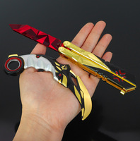 VALORANT Champions Edition Couteau papillon et Karambit Ensemble de deux pièces avec étui en cuir Modèle d'arme de qualité supérieure Artisanat à collectionner