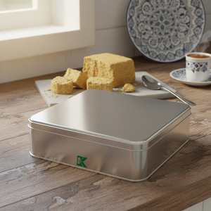 Kontensan K134 Square Metal Tin <b>Box</b> 2.5 Lt Halva 215x215x55 mm Slip Lid Turkey - Product Image 3
