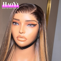 Perruque Body Wave en Cheveux Humains, Perruque Frontale HD 13x4 en Dentelle Transparente pour Femmes, Blond Miel
