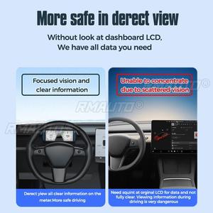 จอแสดงผล HUD ขนาด 7 นิ้ว สำหรับรถยนต์  หน้าจอ IPS HD สำหรับ Tesla Model 3 Y ปี 2019-2022 - Product Image 6