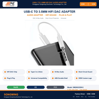 Adaptador de Audio USB C a 3.5mm de 16 bits, Conector para Auriculares, DAC HiFi, Cable Corto para Audífonos, para Música en el Teléfono, CE RoHS, Venta al Por Mayor