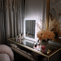 Miroir de maquillage LED en promotion, miroir de vanité diamanté, miroir de maquillage lumineux en cristal pour salle de bain