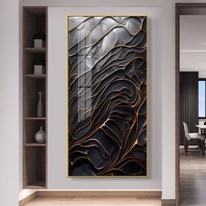 Personnalisé Luxe Abstrait Photo Art Décor Peinture Doré Hôtel Porche Décoration Cadres Cristal Porcelaine Mur Verre Nature Morte - Product Image 2