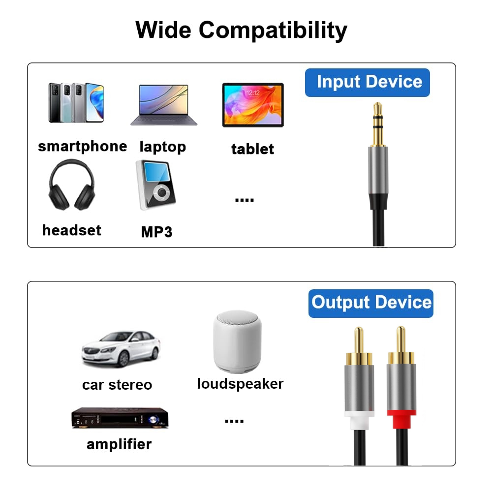 RocketBus 3.5mm Aux To RCA Cable – Connect IPhone Or MP3 Player To Stereo Receiver-1115983