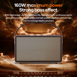 Altavoz Bluetooth de 80/160W con Carcasa de Madera, Reverb, 9000mAh*2, 22H de Reproducción y Soporte para Instrumentos, Salida de Alta Potencia de 160W, Disfruta de un Sonido Potente - Product Image 5