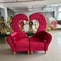 Fauteuil Trône de Mariage Double, Luxe, Blanc, Dossier en Forme de Cygne et Cœur, pour Princesse, Prince, Roi, Reine