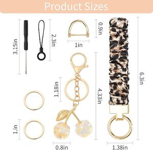 Porte-clés bracelet extensible pour femme, pour clés <span class=keywords><strong>de</strong></span> voiture, avec porte-clés mignon en forme <span class=keywords><strong>de</strong></span> cerise et anneau en D - Product Image 4