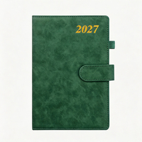 Carnet à couverture souple en cuir A5 vintage 2027 avec rabat et boucle, impression feuille d'or, logo personnalisé, agenda quotidien professionnel, journal