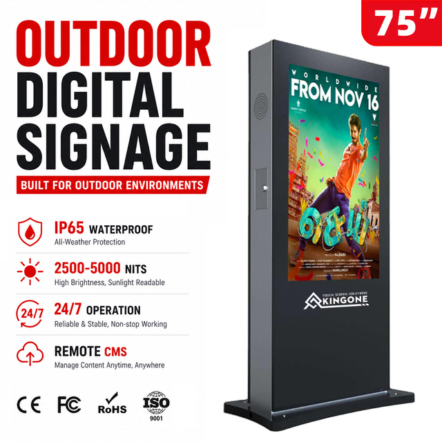 Outdoor Advertising Kiosk High Brightness 75 Inch LCD Display for Retail and Shopping Centers