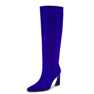 Big Size 45 <b>High</b> Hook Heels Suede Long Boots Dress Stiletto Pointed Toe Shoes Women's Side Zipper <b>Knee</b> <b>High</b> Booties - Product Image 5