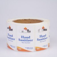 Étiquettes autocollantes en vinyle blanc imperméable pour bouteilles de désinfectant pour les mains avec logo personnalisé, en rouleau, pour emballage