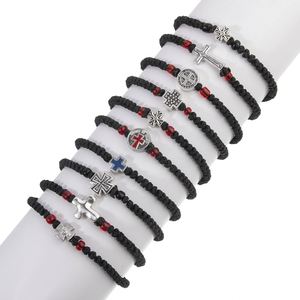 Venta de Fábrica: Pulsera de Oración con Cruz Ortodoxa Rusa y de Asia Occidental, Hecha a Mano con Nudos, Ajustable, Unisex, Joyería Religiosa - Product Image 4