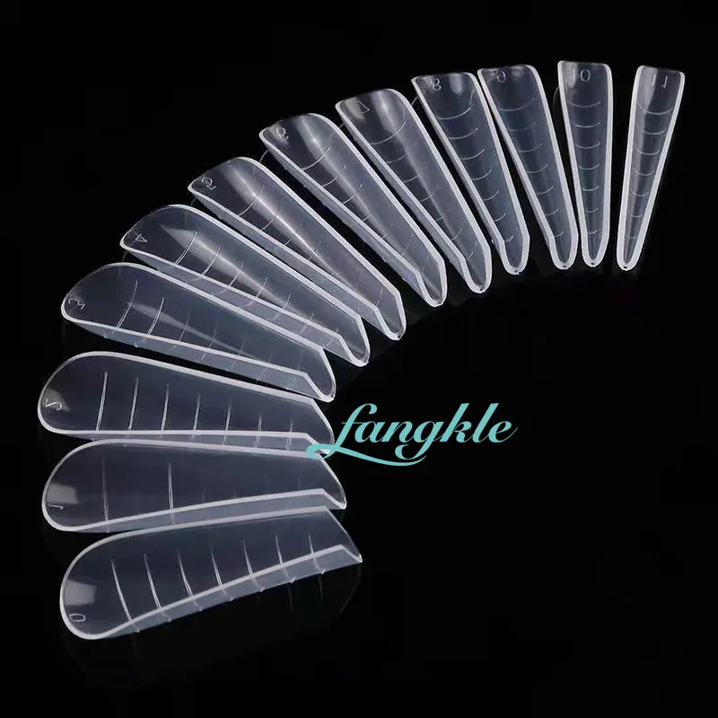 Wholesale clear reusable dual forms 120tips boxes 12sizes acrylic gel nail tips mold for nails