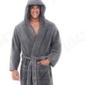 <span class=keywords><strong>Bata</strong></span> de manga larga de invierno de talla grande para <span class=keywords><strong>hombre</strong></span>, ropa de dormir de invierno de franela transpirable con bolsillo de parche y <span class=keywords><strong>capucha</strong></span> gruesa - Product Image 2