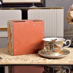 Nouvelle tasse et soucoupe en céramique à motifs floraux colorés, boîte cadeau, style frais, tasse à café pour cadeau, cadeau pour petite amie - Product Image 4