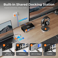 TESmart Ordinateur KVM Console LCD 3 Moniteur 2 PC Avec EDID MST DP Display Port HDMI USB C Mini 4K 60HZ Matrix KVM Gaming Dock
