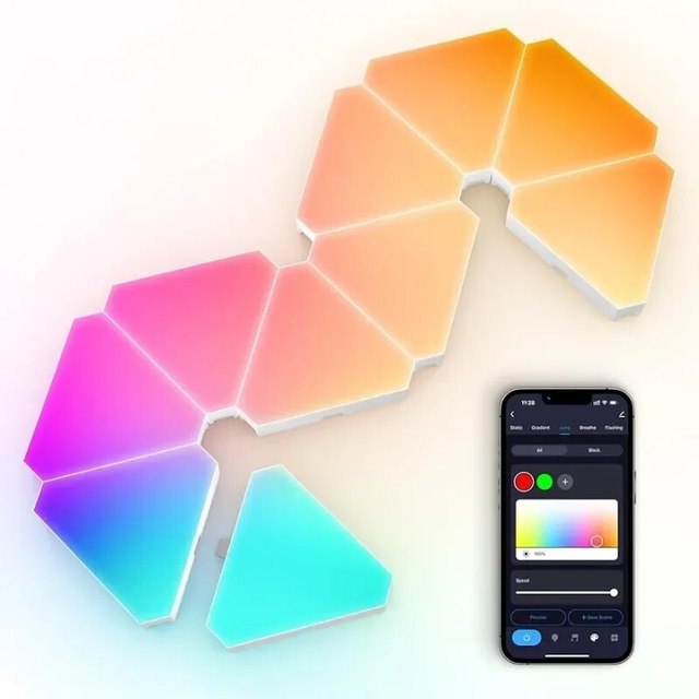 Modular Ambient Lighting Gaming Rhythm RGB Music-Synced Desktop Background Wall Triangular Bedroom Accent Light Gaming RGB 24W