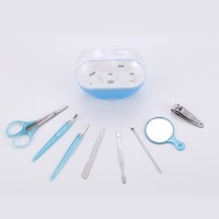 Ensemble de coupe-ongles Apple en acier au carbone durable, 8 pièces, lame droite pour droitiers, pointe acérée, ciseaux en plastique, boîte à outils de manucure
