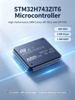 STM32H743ZIT6 ARM Cortex-M7 MCU, DP-FPU DSP, 400MHz, 2MB Flash, 1MB RAM, Caché L1, Acelerador ART, Interfaz de Memoria Externa, LQFP-144
