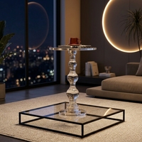 Table basse ronde transparente minimaliste moderne de luxe, table d'appoint compacte mobile en acrylique pour canapés, salons, usage domestique