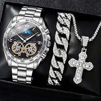 Ensemble de montres pour hommes tendance et très vendues, bracelet en acier, calendrier, haut de gamme, étanche et lumineux, style business, retour à l'école