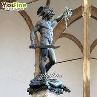 Statue de Persée et de Méduse en bronze, patine verte, sculpture de la mythologie grecque, décoration de jardin extérieur, villa, hôtel Renaissance