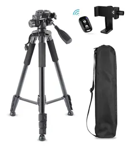 Portable Aluminum Alloy With Phone Holder Digital Camera Smartphone Stand Tripod