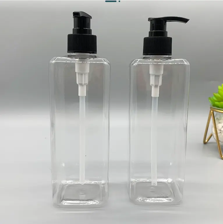 スポット卸売空化粧品包装300ML500ml透明PETプラスチックローションポンプシャンプーボトル