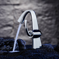 Robinet de lavabo col de cygne au design moderne, monocommande chaud/froid, pour salle de bain domestique, en laiton et zinc