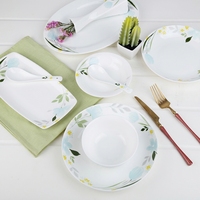 Service de table 58 pièces en porcelaine fine, style coréen, motif végétal, compatible micro-ondes, cadeau de mariage, vaisselle domestique